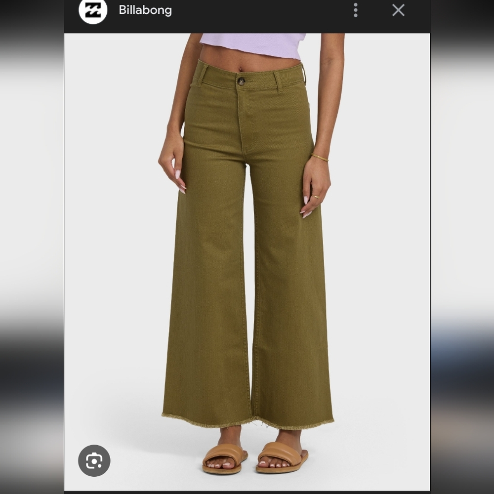 Billabong Olive Green Wide-Leg High-Rise Pants // 30